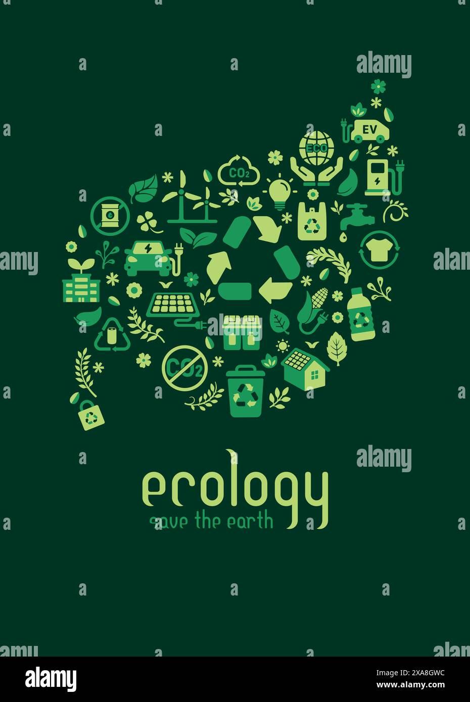 Postcard-sized vector illustration with ecology motif Stock Vector