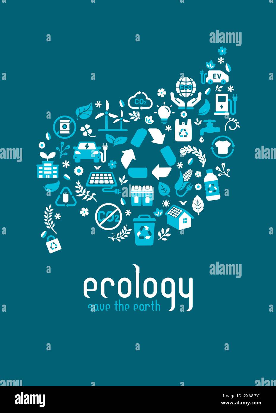 Postcard-sized vector illustration with ecology motif Stock Vector