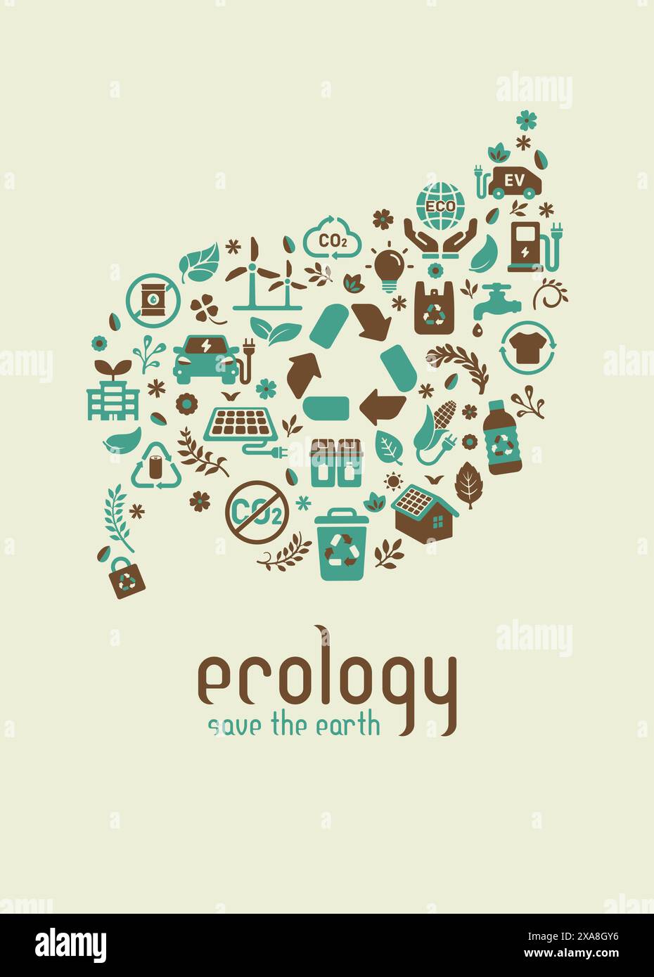 Postcard-sized vector illustration with ecology motif Stock Vector