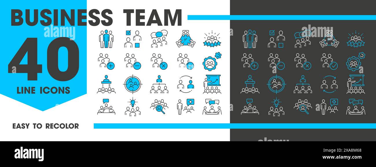 Business team discussion icons, management and brainstorm, meeting and ...