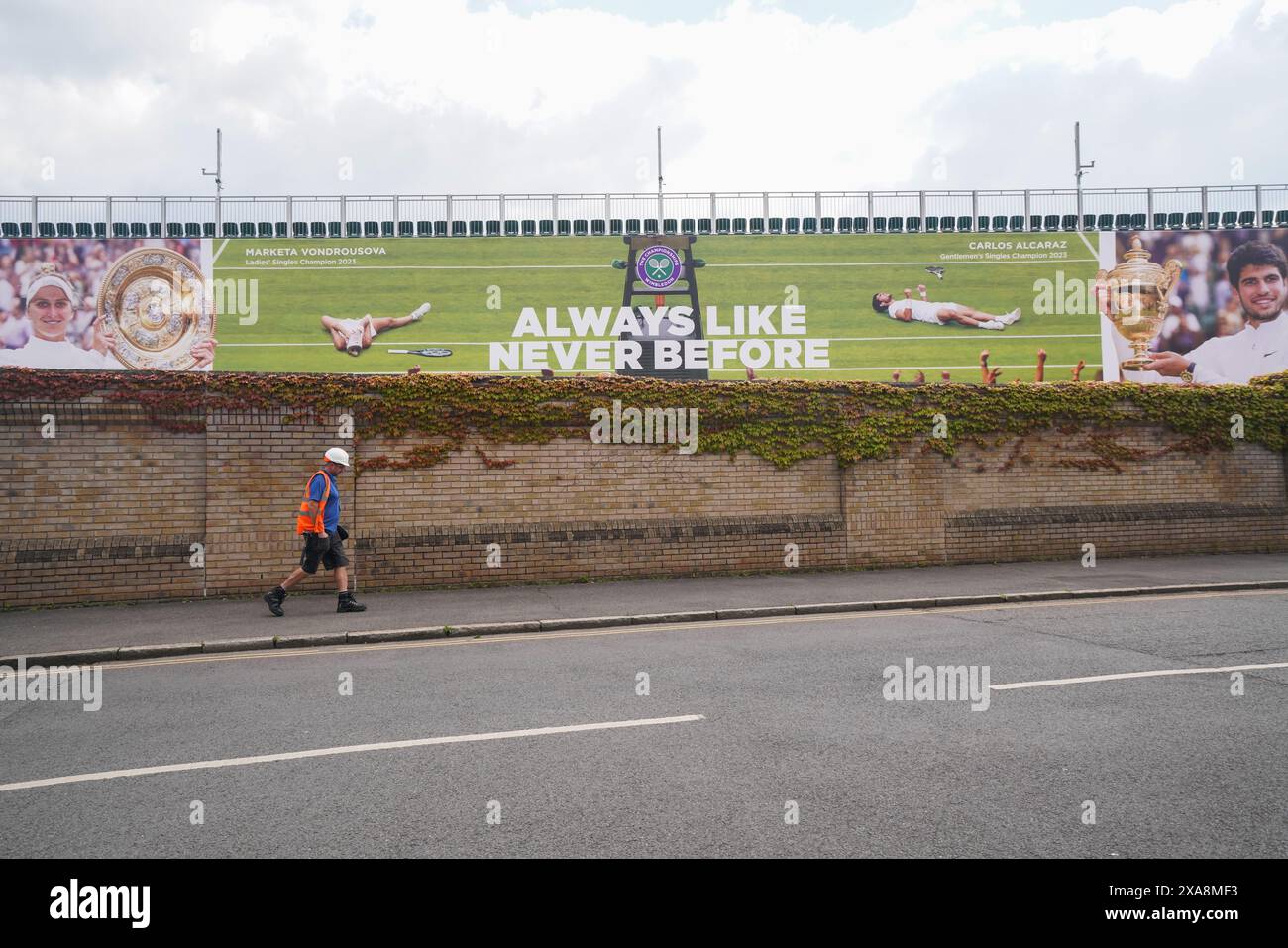 London, UK. 5 June 2024. A spectator stand at the AELTC All England ...