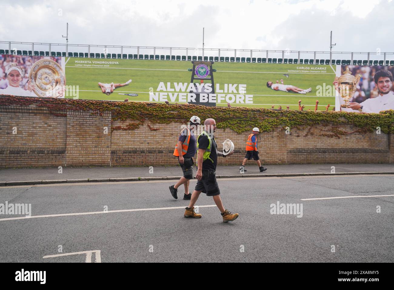 London, UK. 5 June 2024. A spectator stand at the AELTC All England ...
