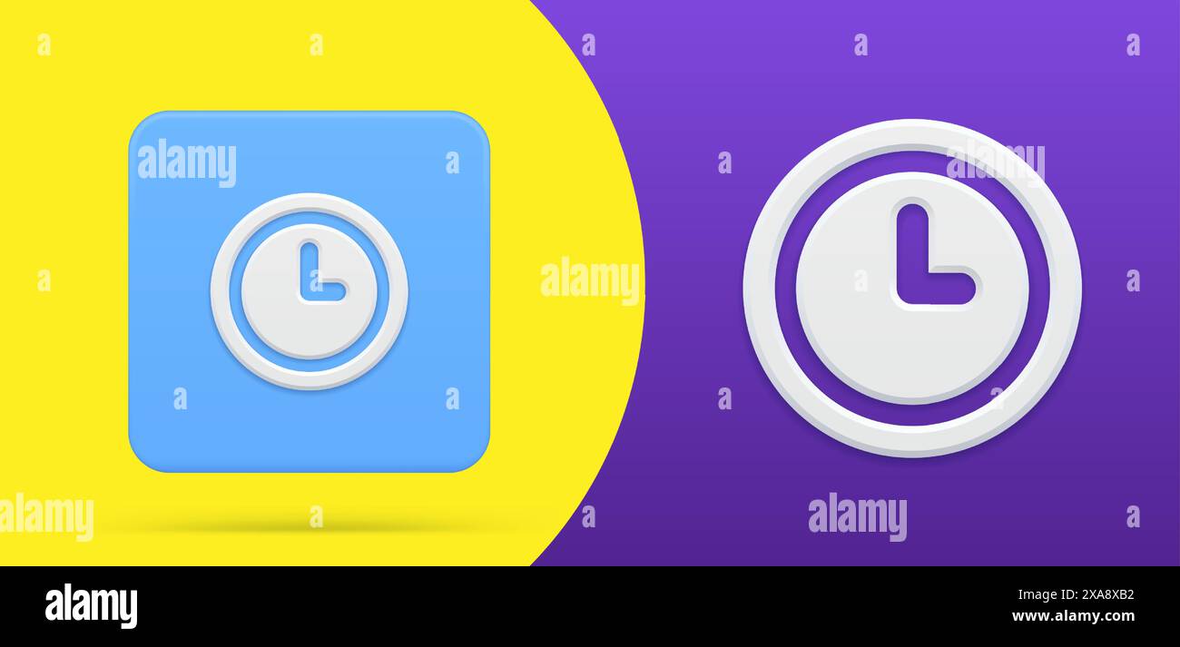 Wall watch with arrows simple 3d icon button set vector illustration ...