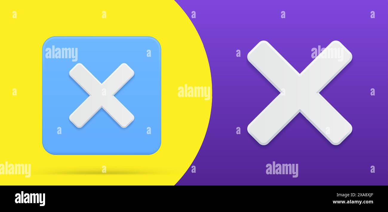 Simple cross 3d icon squared button set vector illustration. Symbol of ...