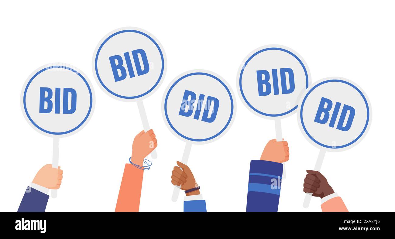 Auction sale and bidding process, financial competition of money offers ...