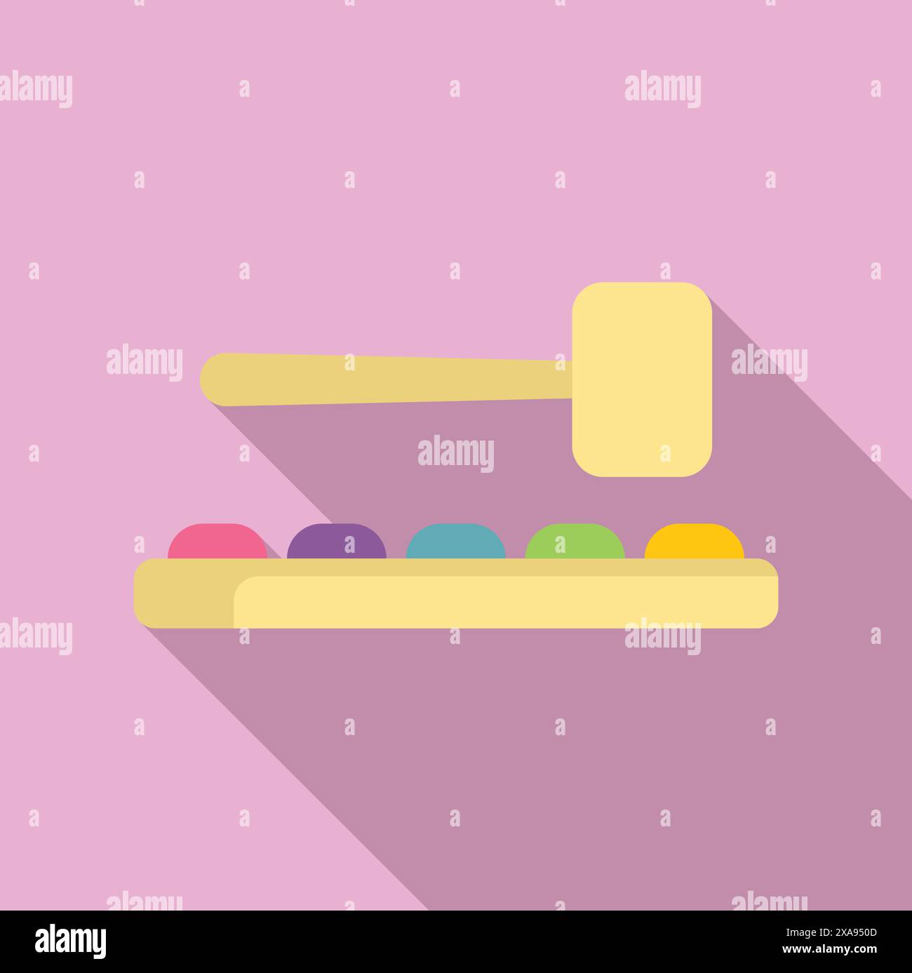 Playing a game by hitting colorful buttons with a mallet Stock Vector