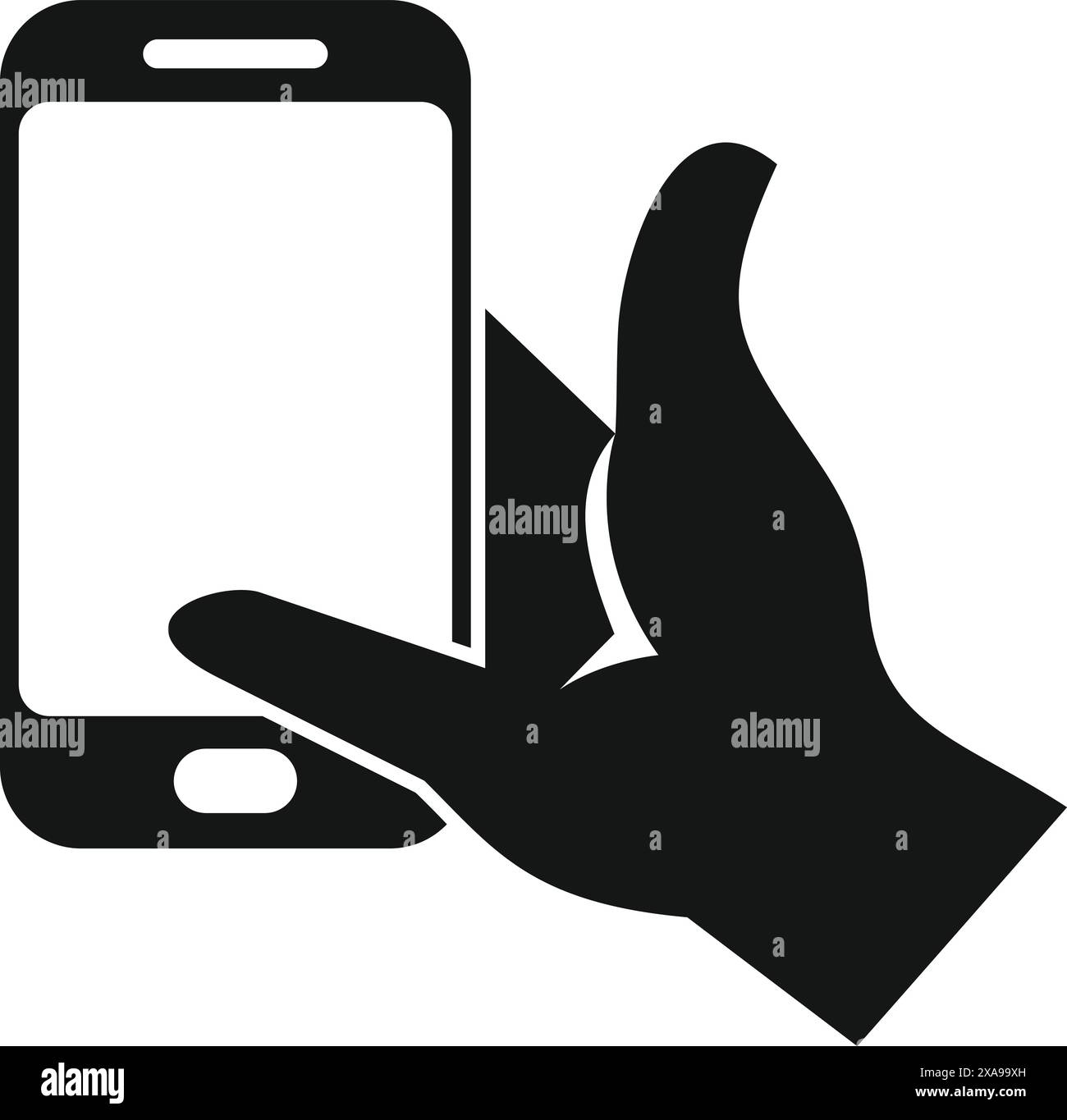 Hand is shown holding and interacting with a smartphone Stock Vector ...