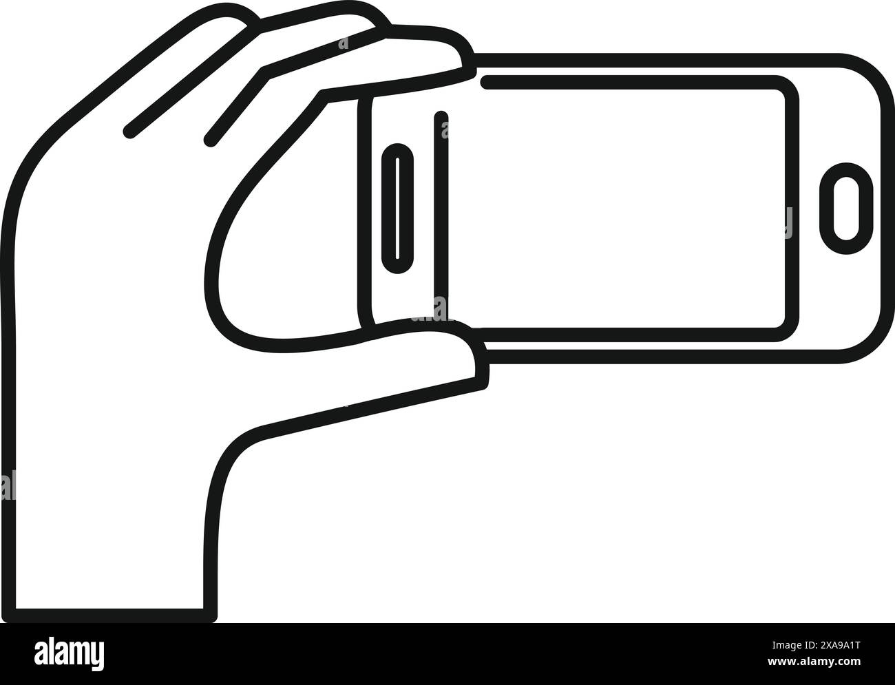 Hand holding a mobile phone horizontally, taking a picture Stock Vector ...