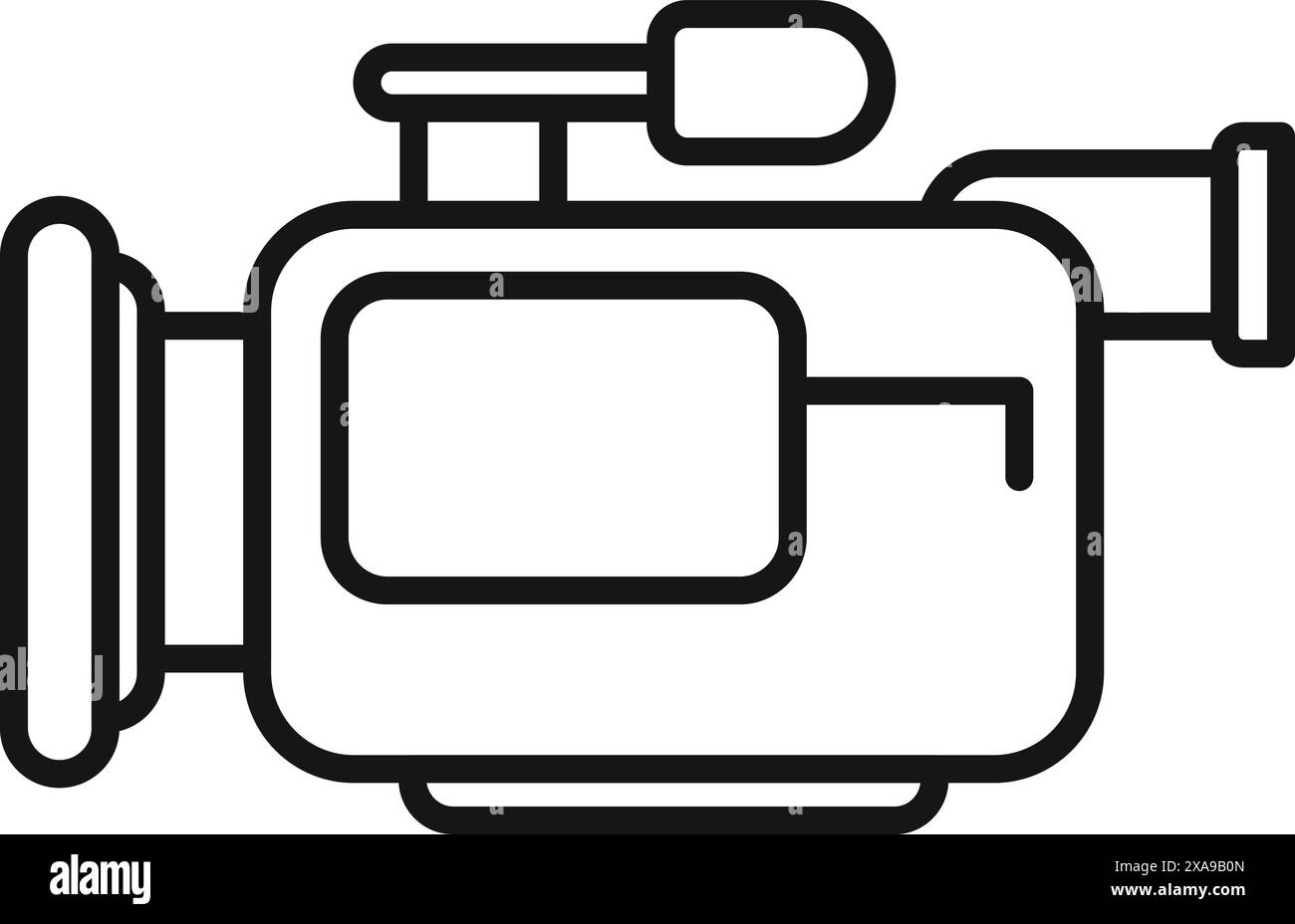 Simple line art illustration of a video camera, ideal for representing
