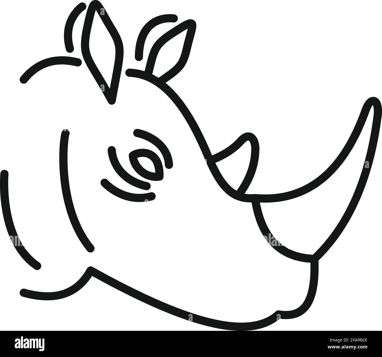 Simple line drawing of a rhino head, looking forward Stock Vector Image ...