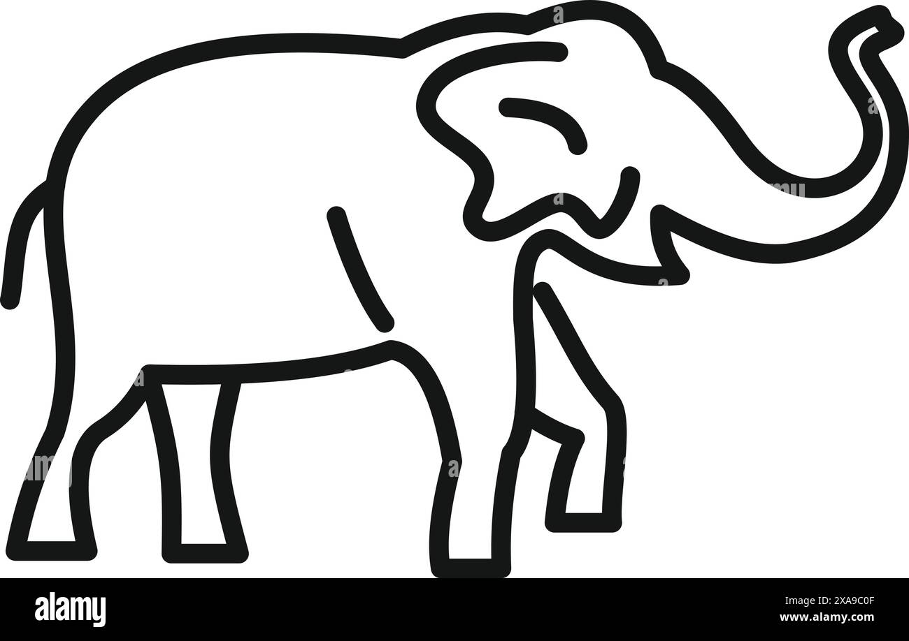 Simple line drawing of an elephant raising its trunk Stock Vector Image ...
