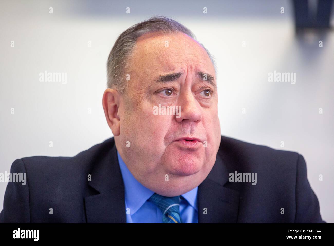 London, United Kingdom. June 05  2024. Former First Minister of Scotland and Leader of ALBA Party Alex Salmond is seen speaking at a press conference on general election in Mary Summer House in Westminster..Credit: Tayfun Salci / Alamy Live News Stock Photo