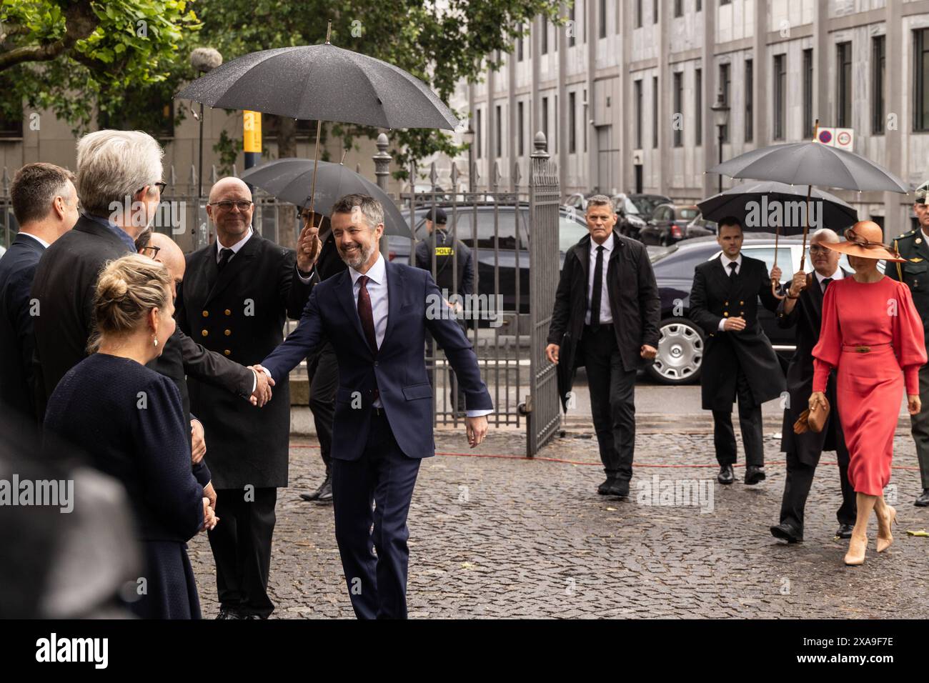 King Frederik X and Queen Mary arrive at a church service in Holmens Church. Folketinget celebrates the 175th anniversary of the first Danish constitution on Wednesday 5 June 2024 Copenhagen Holmens Kirke Denmark Copyright: xKristianxTuxenxLadegaardxBergx 2E6A6506 Stock Photo