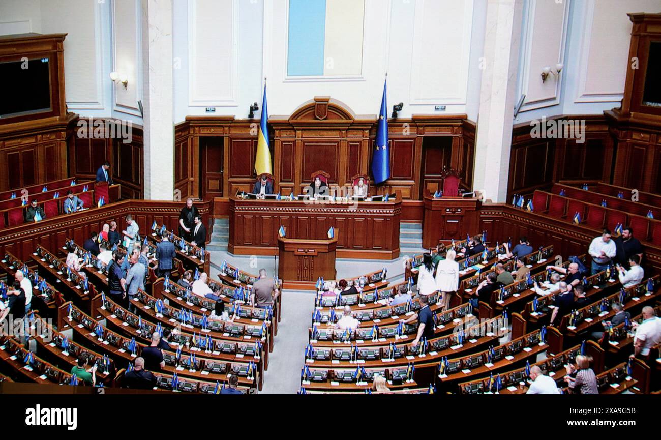 KYIV, UKRAINE - JUNE 5, 2024 - A sitting of the Verkhovna Rada is being ...