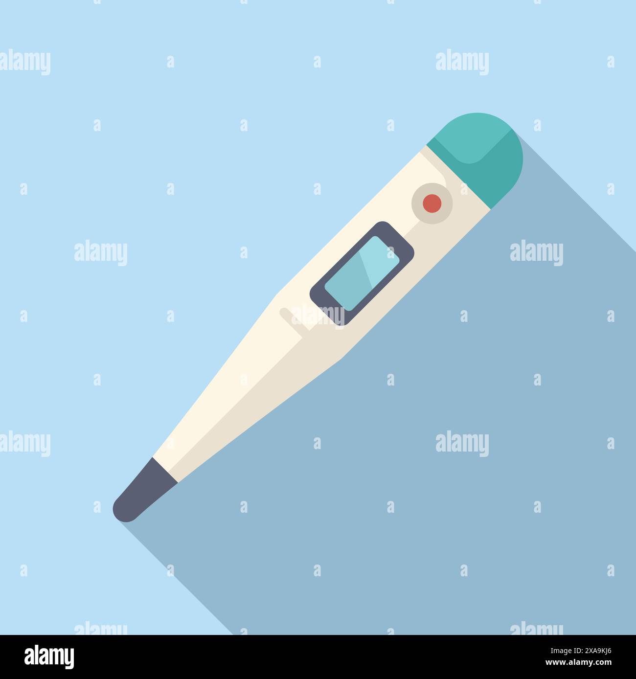 Digital thermometer with blue and white background, flat design icon ...