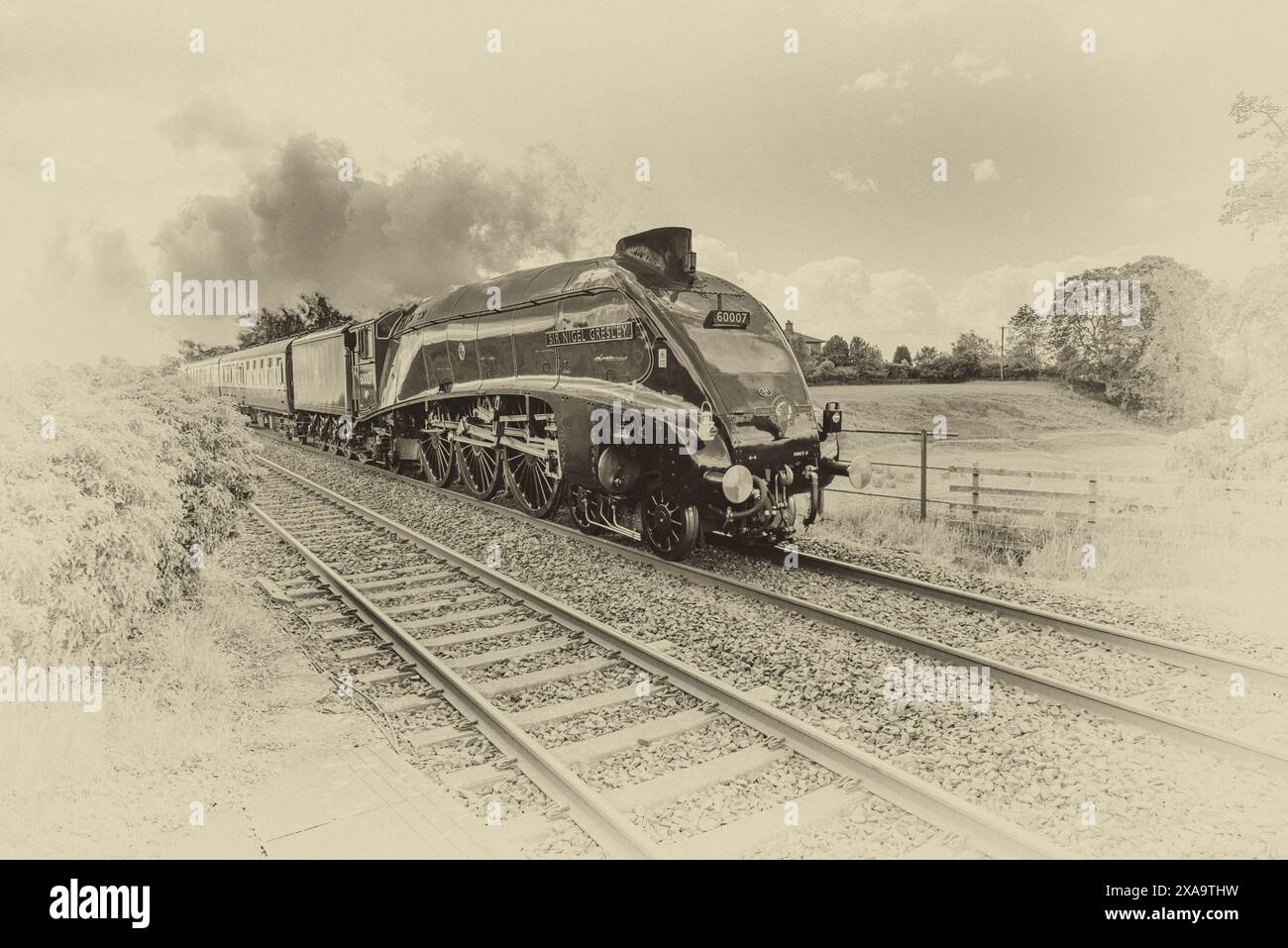 Fellsman 5th June 2024,Saphos trains classic steam 34A A4 Sir Nigel Gresley passing through