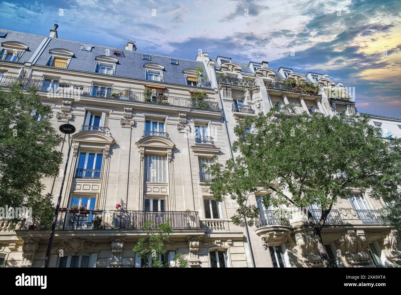 Paris, beautiful buildings in a luxury neighborhood in the 17e arrondissement, typical facades Stock Photo