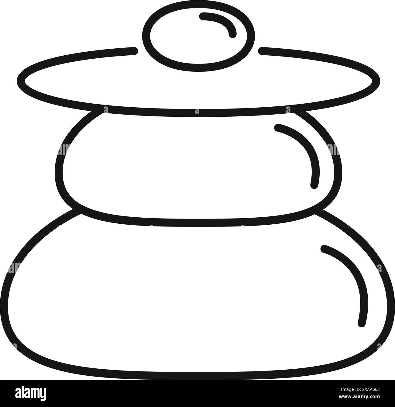 Simple black and white illustration of a balanced stone cairn, suitable