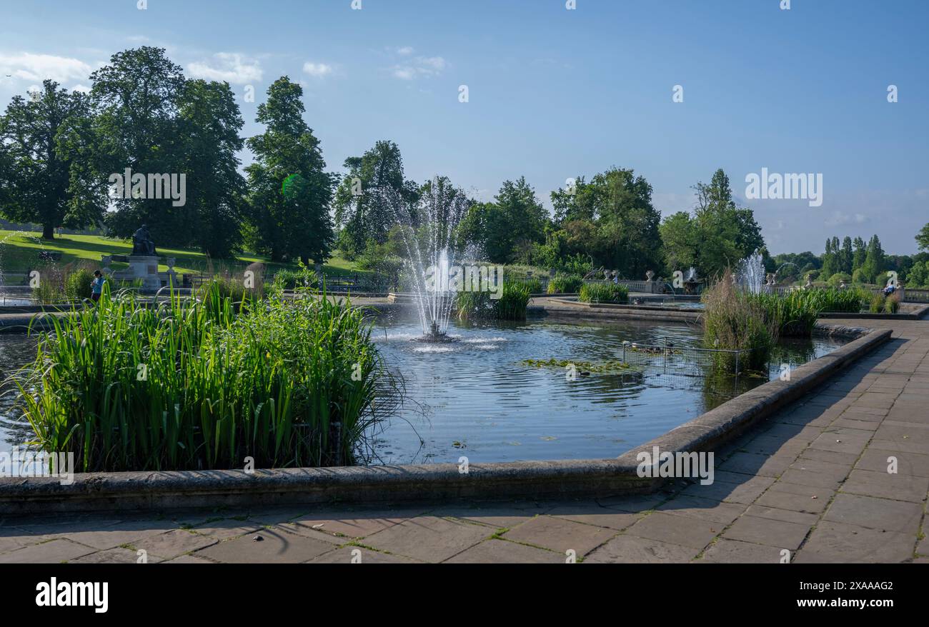 The Italian Gardens at the northern tip of the Serpentine in Kensington ...