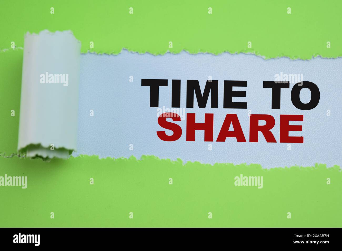 Share Text Concept of Time To Share Text written in torn paper Stock Photo - Alamy