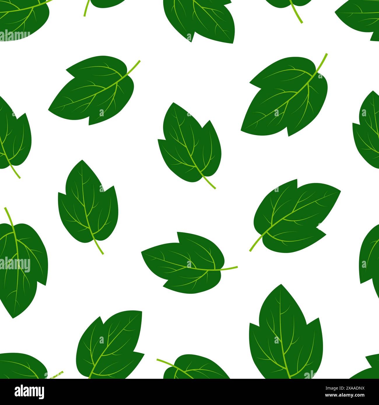 Seamless pattern with green summer leaves. Vector illustration. Stock Vector