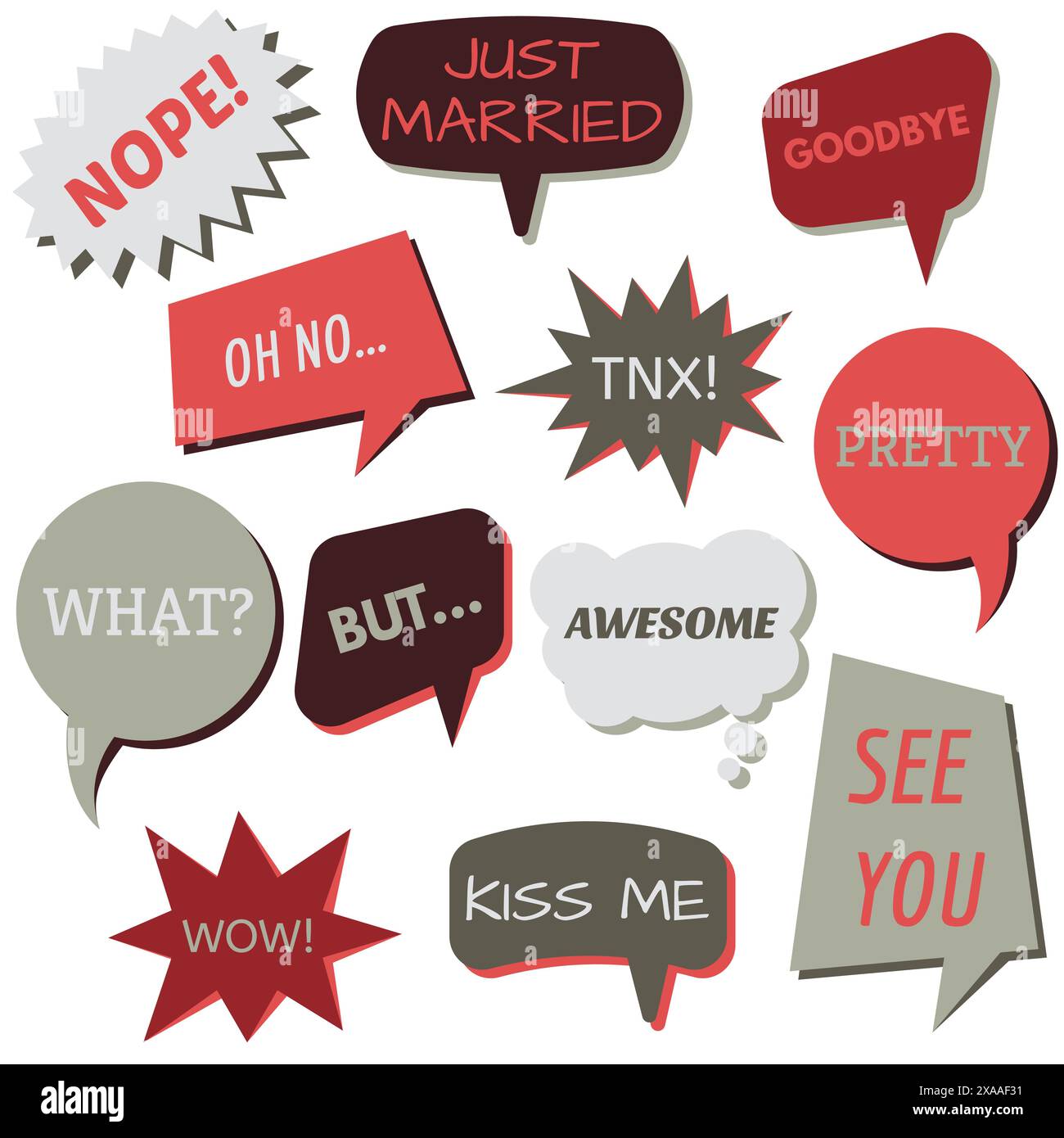 Set of speech bubbles on a white background with different inscriptions ...