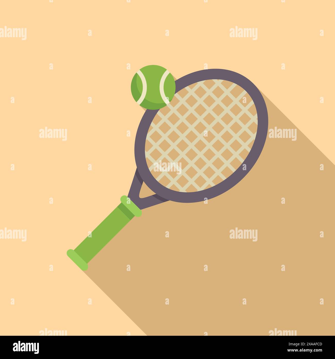 Minimalistic vector illustration of tennis racket with ball in flat ...