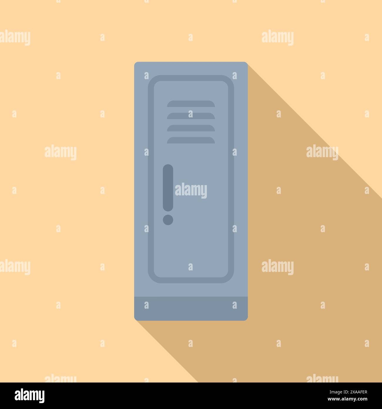 Cartoon style illustration of a server rack with an alert icon ...