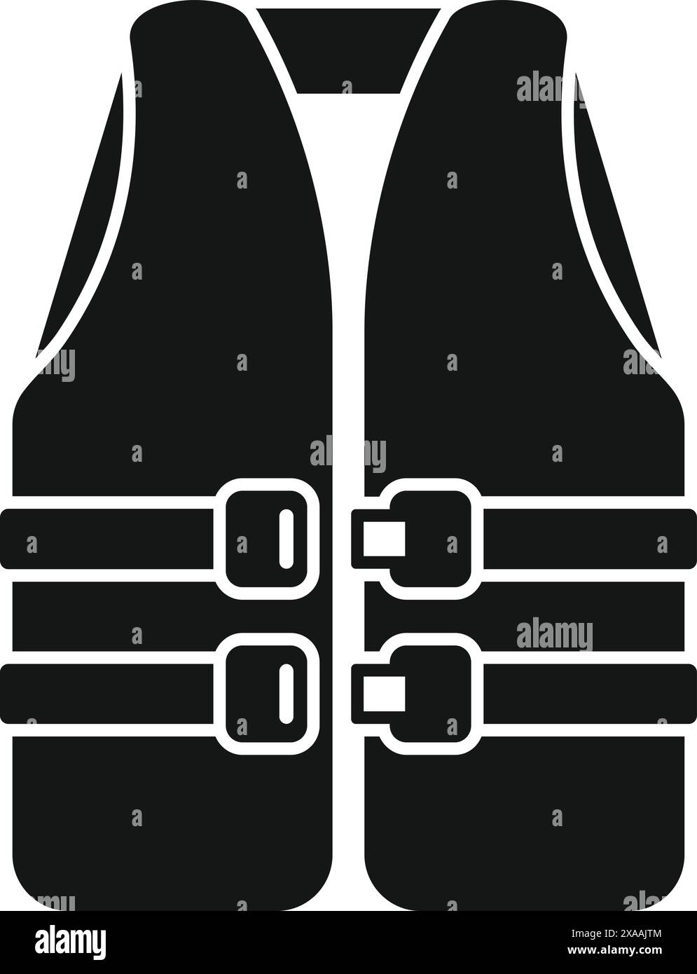 Vector illustration of a black life vest icon, isolated on a white ...