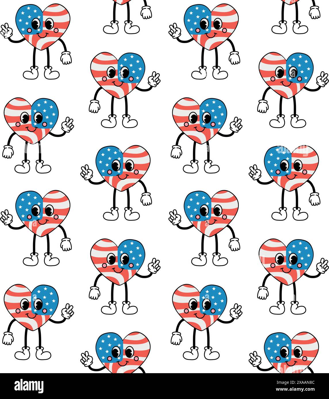 Vector seamless pattern of heart with USA flag Stock Vector Image & Art ...