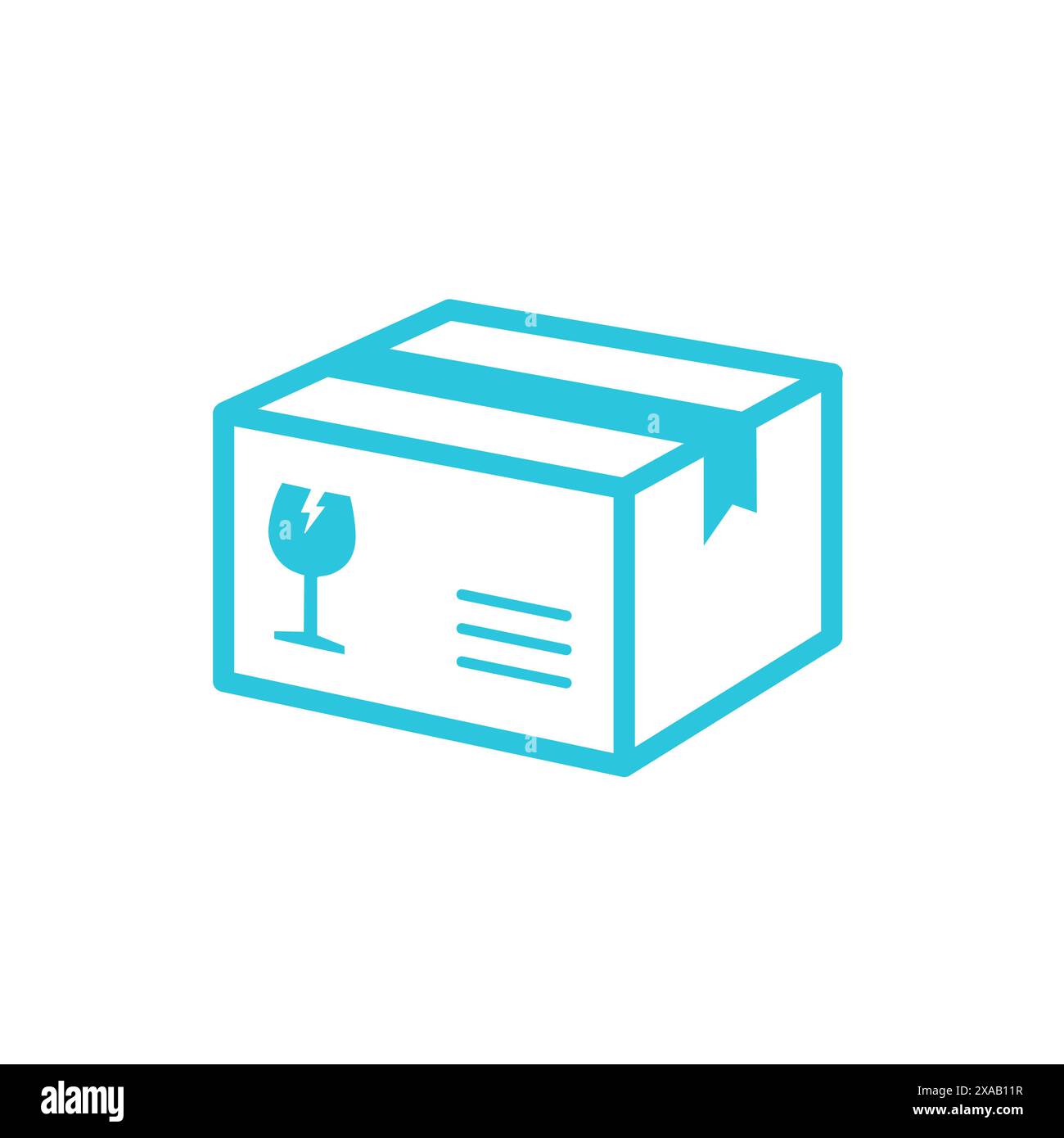 Fragile delivery cardboard box icon. Isolated on white background. From blue icon set. Stock Vector