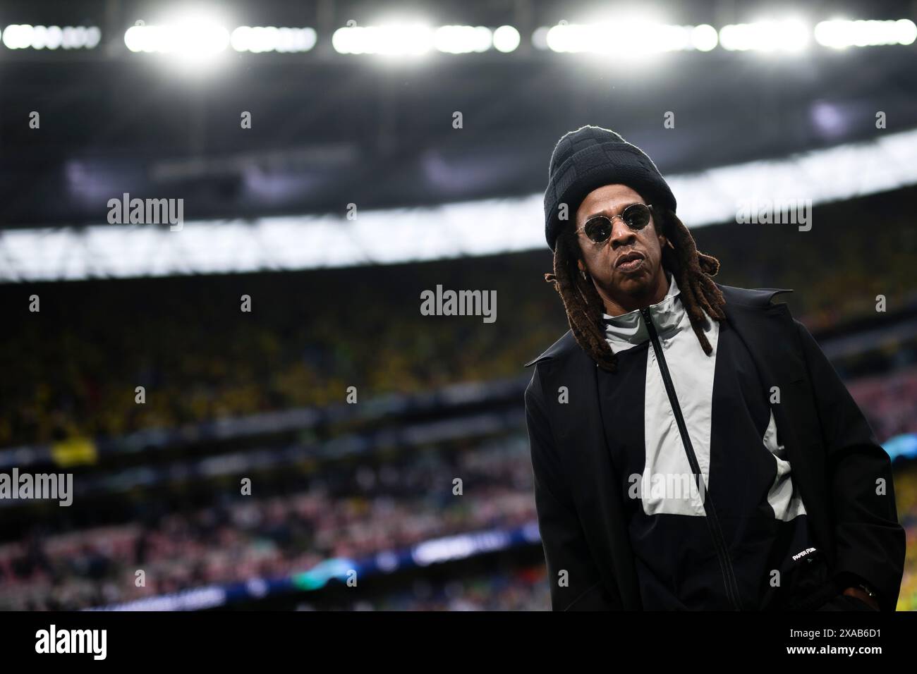 London, United Kingdom. 1 June 2024. The American rapper Jay-Z (Shawn Corey Carter) looks on prior to the UEFA Champions League final football match between Borussia Dortmund and Real Madrid CF. Credit: Nicolò Campo/Alamy Live News Stock Photo