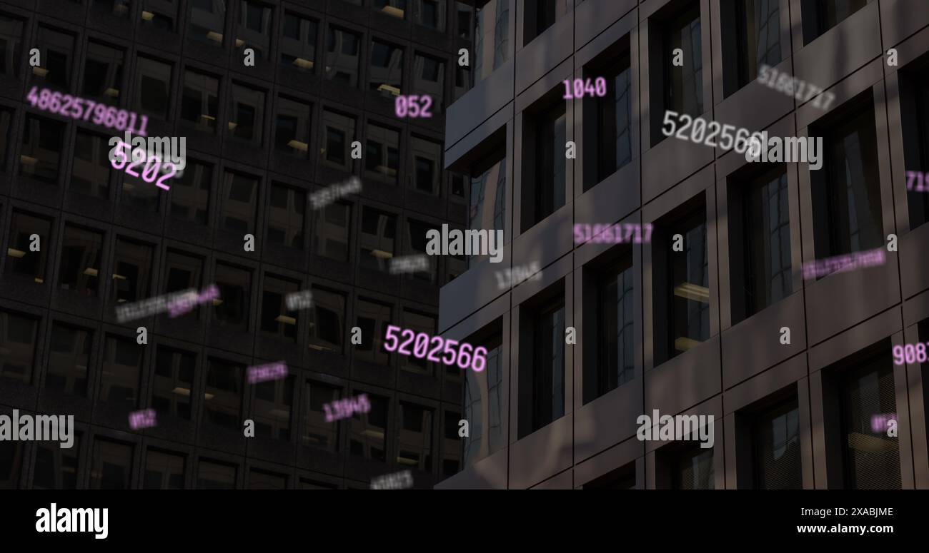 Image of falling numbers over cityscape Stock Photo - Alamy