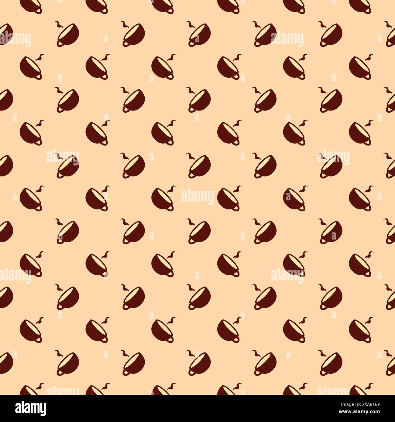 Coffee Cup Seamless Pattern, Coffee Pattern With Brown Color Stock Vector