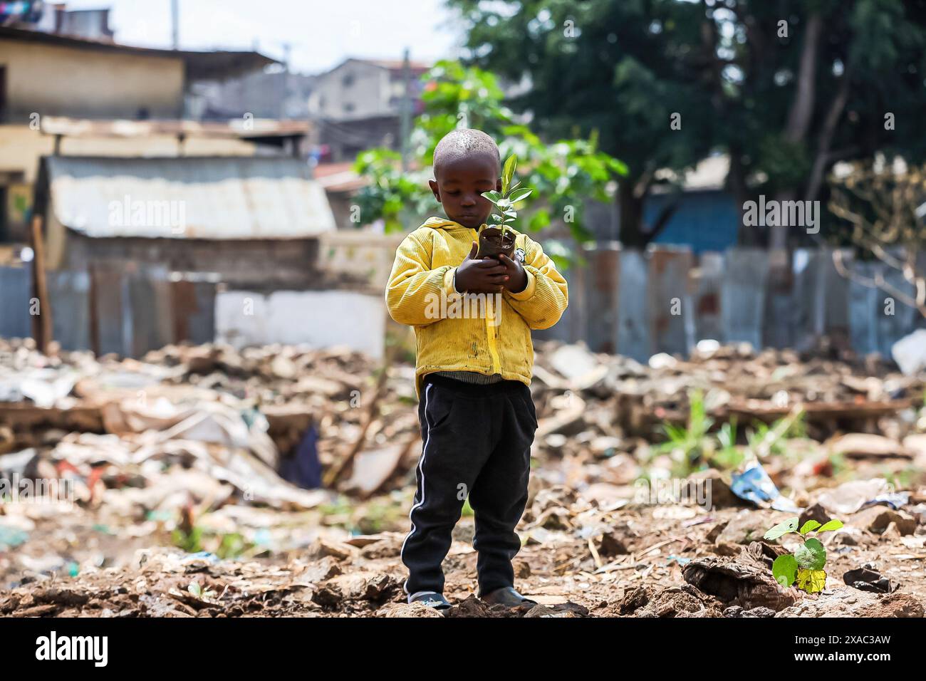 Nairobi, Kenya. 05th June, 2024. A local boy resident of Kiamako slum ...