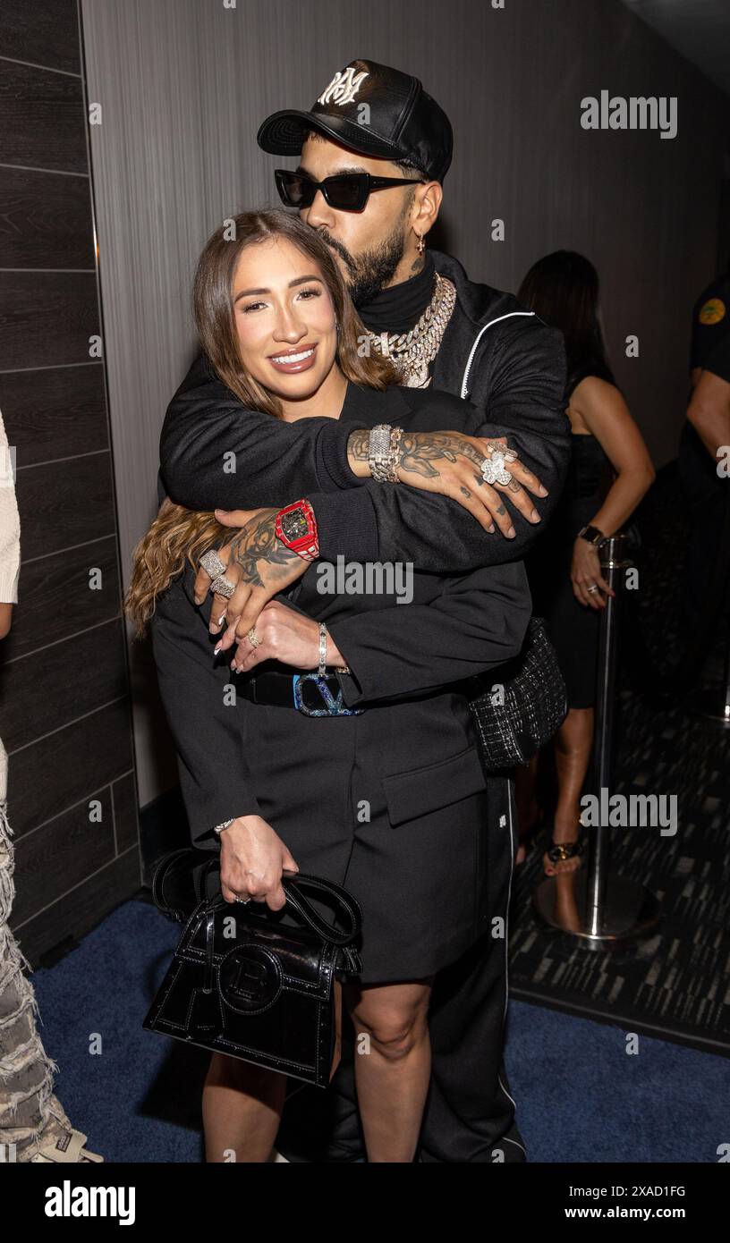 MIAMI, FLORIDA - JUNE 05: Laury Saavedra and Anuel AA  attend the 'Bad Boys: Ride Or Die' Miami Screening on June 05, 2024 in Miami, Florida.  (Photo by Alberto E. Tamargo/Sipa USA) Stock Photo