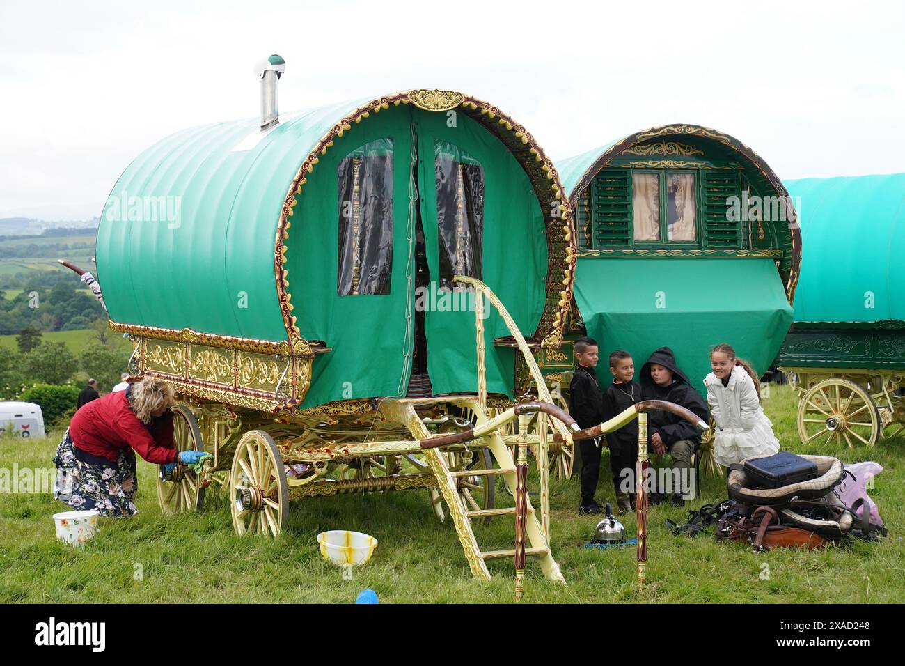 Travellers on the campsite at the Appleby Horse Fair, the annual