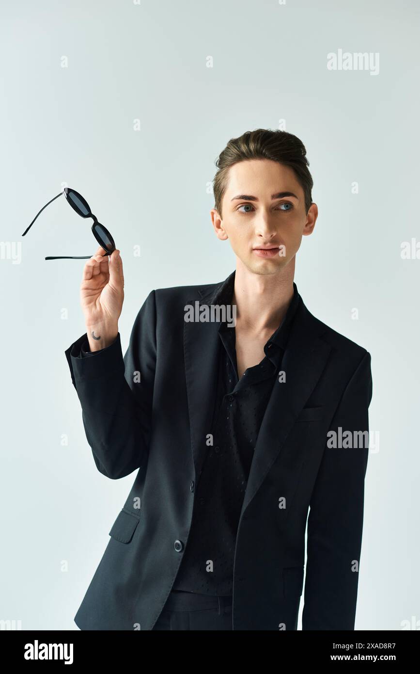 A Young Queer Person Stands Poised Conveying Pride And Confidence