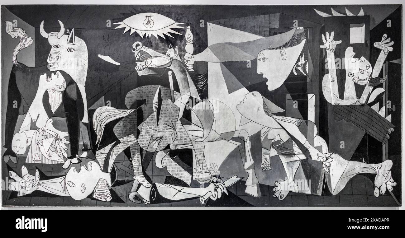 Painting by Pablo Picasso  (1881-1973), Title - Guernica, 1937. Oil on canvas. Depicting the bombing of the town of Guernica during the Spanish Civil Stock Photo