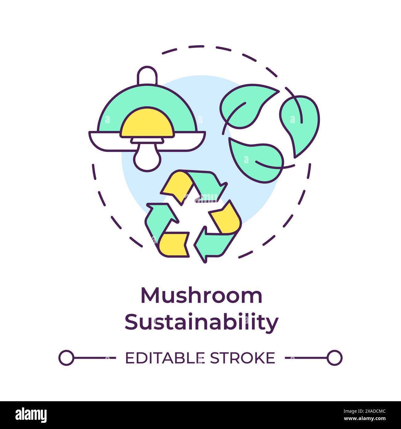 Mushroom sustainability multi color concept icon Stock Vector