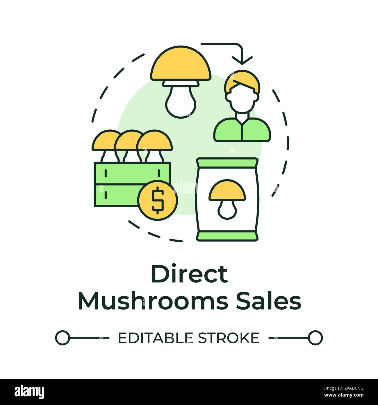 Direct mushroom sales multi color concept icon Stock Vector