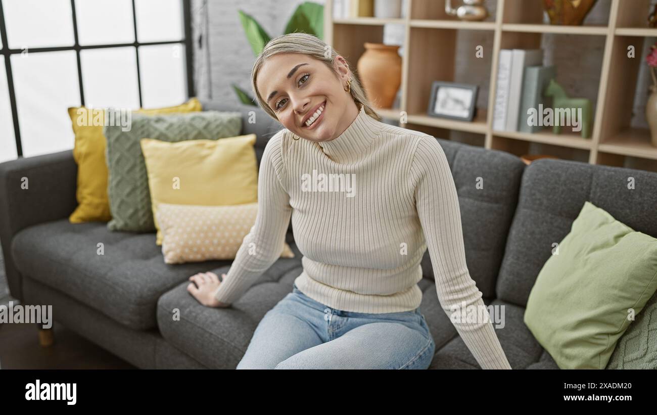 Pretty female comfortably seated hi-res stock photography and images ...