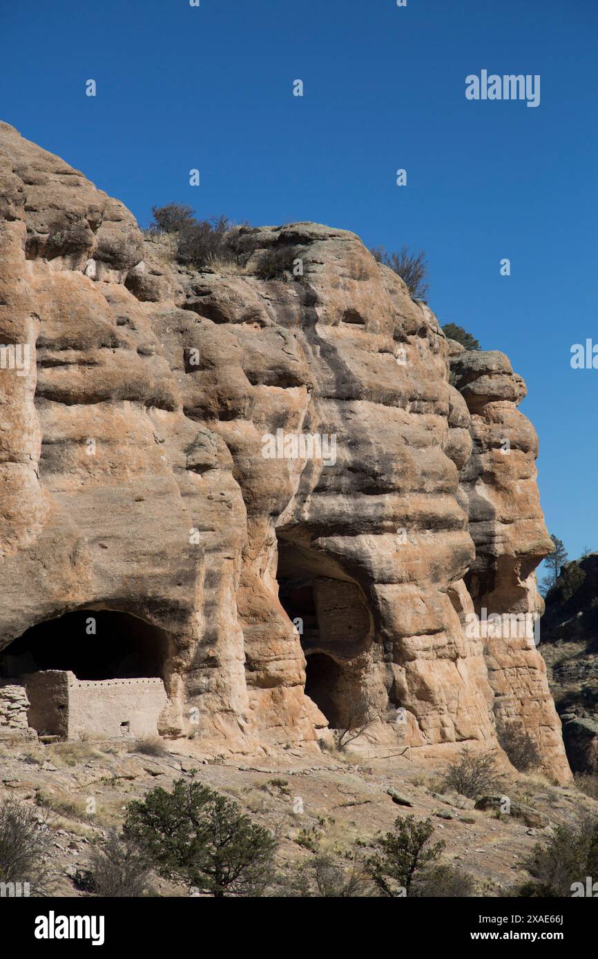 USA, New Mexico, Gila Cliff Dwellings National Monument, constructed ...