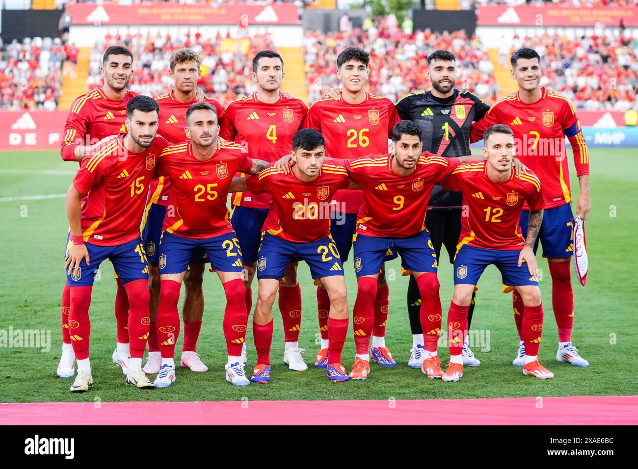 Team of Spain during the International Friendly football match between Spain and Andorra on June 5, 2024 at Nuevo Viveros stadium in Badajoz, Spain Stock Photo