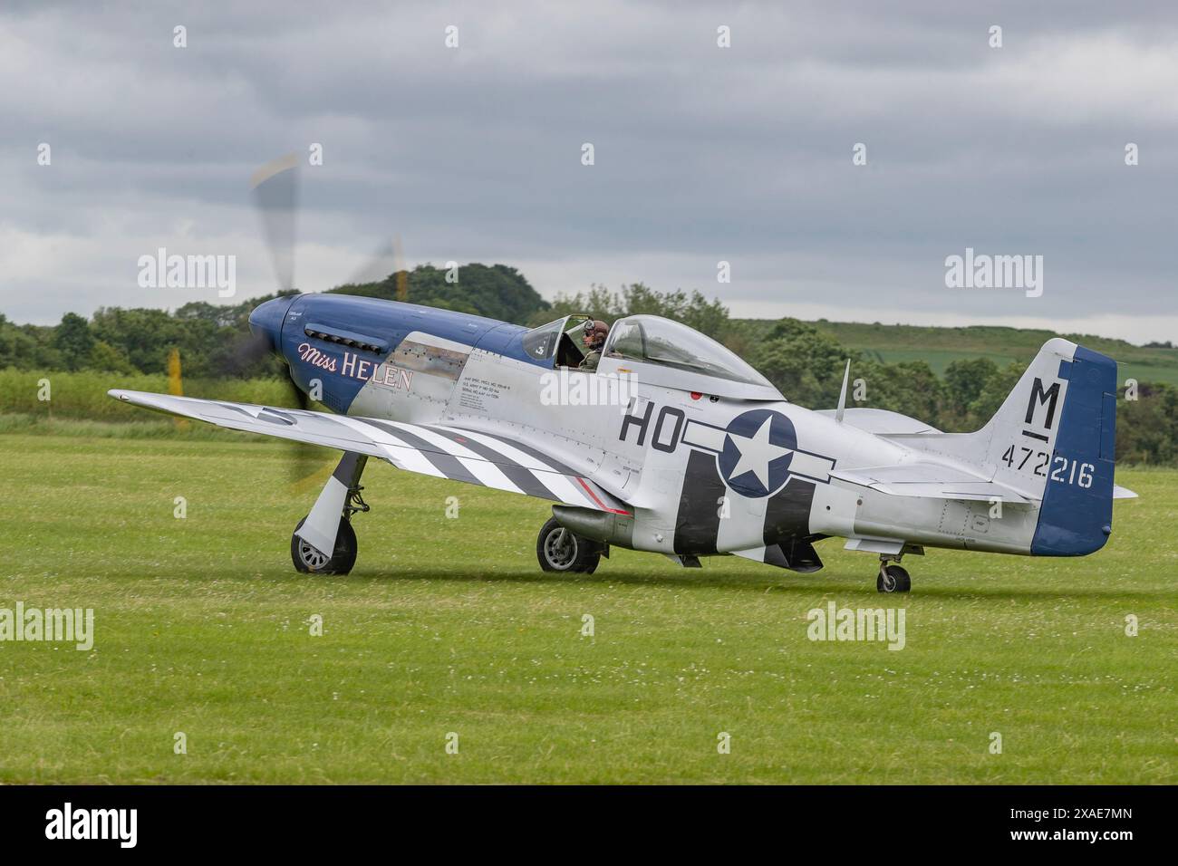 Bristol Blenheim Mk.1F, North American P-51 Mustang 'Miss Helen' & Supermarine Spitfire PR Mk XI Line Up At IWM Duxford D-Day 80 Weekend 1st June 2024 Stock Photo