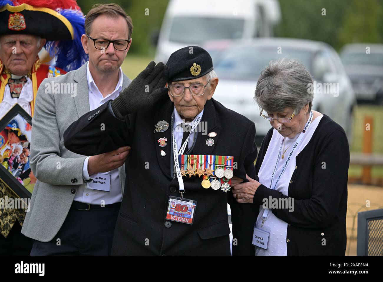 Rettendon Essex UK 6th June 2024. Don Sheppard with wife Sandra and son ...