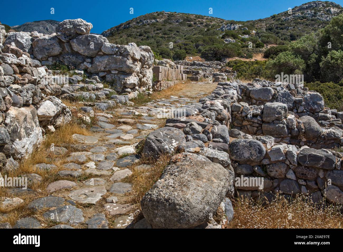 Ruins of Minoan town of Gournia, Bronze Age, Eastern Crete, Greece Stock Photo