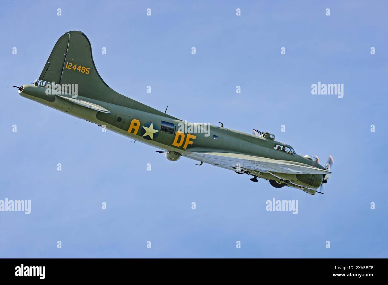 Boeing B-17G Flying Fortress 'Sally B' Topside Midlands Air Festival, Ragley Hall, Alcester, England 02.06.2024 Stock Photo