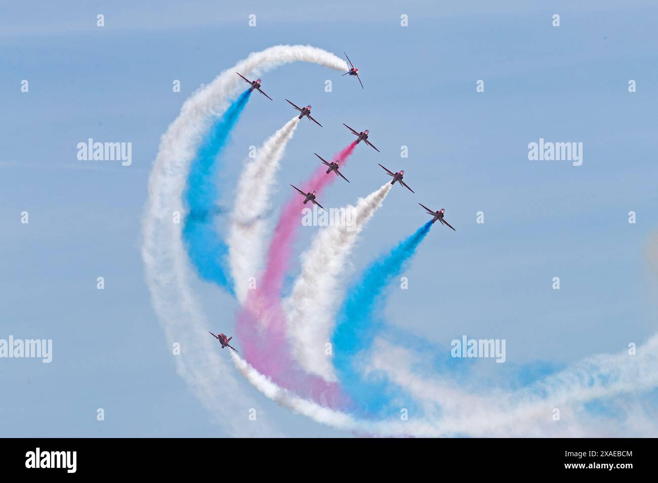 Royal Aerobatic Team The Red Arrows Midlands Air Festival, Ragley Hall, Alcester, England 02.06.2024 Stock Photo