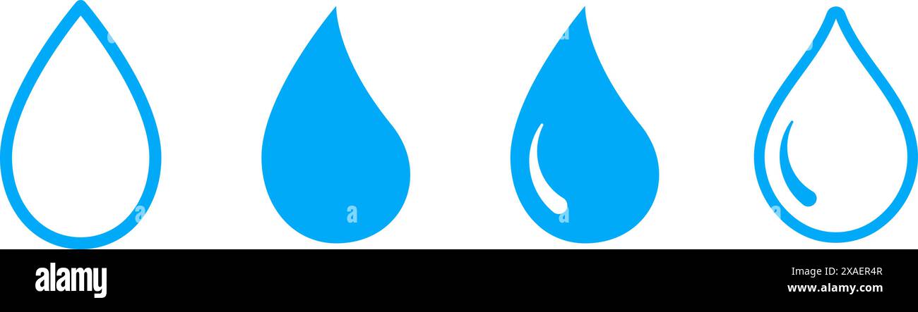 Water drop icon set. Plumbing logo. Flat style outline Stock Vector ...